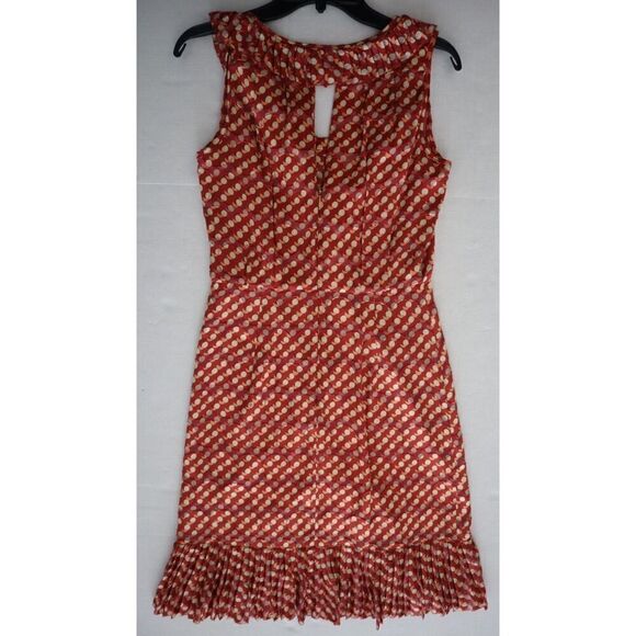 Tory Burch Women's Sz 4 Red Janetta Circle Clip Dot Print Jacquard Dress - Picture 2 of 12